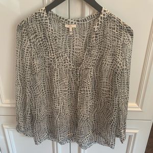 Joie  Black and white Silk Purine Blouse